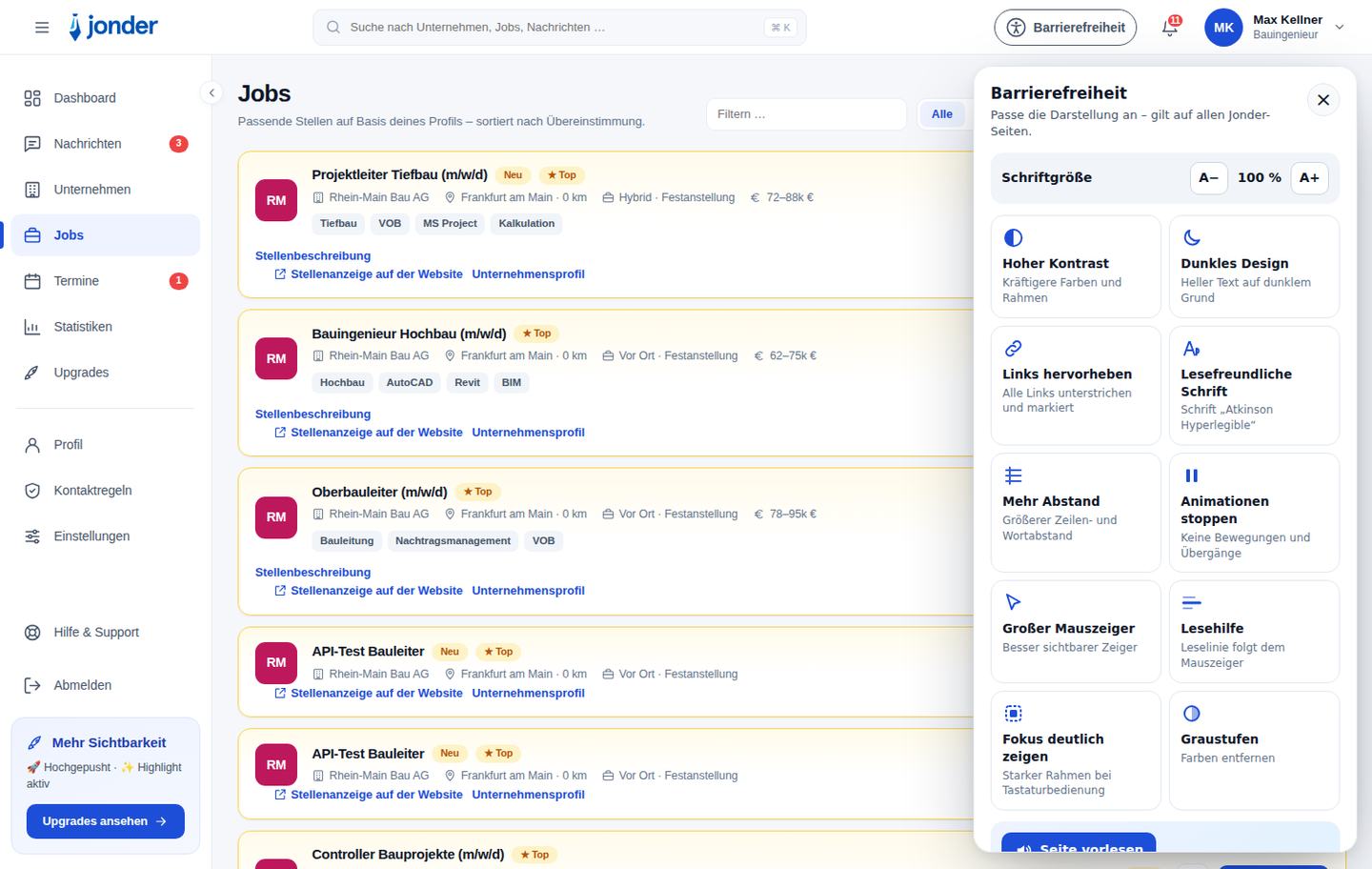 Das Menü in der App