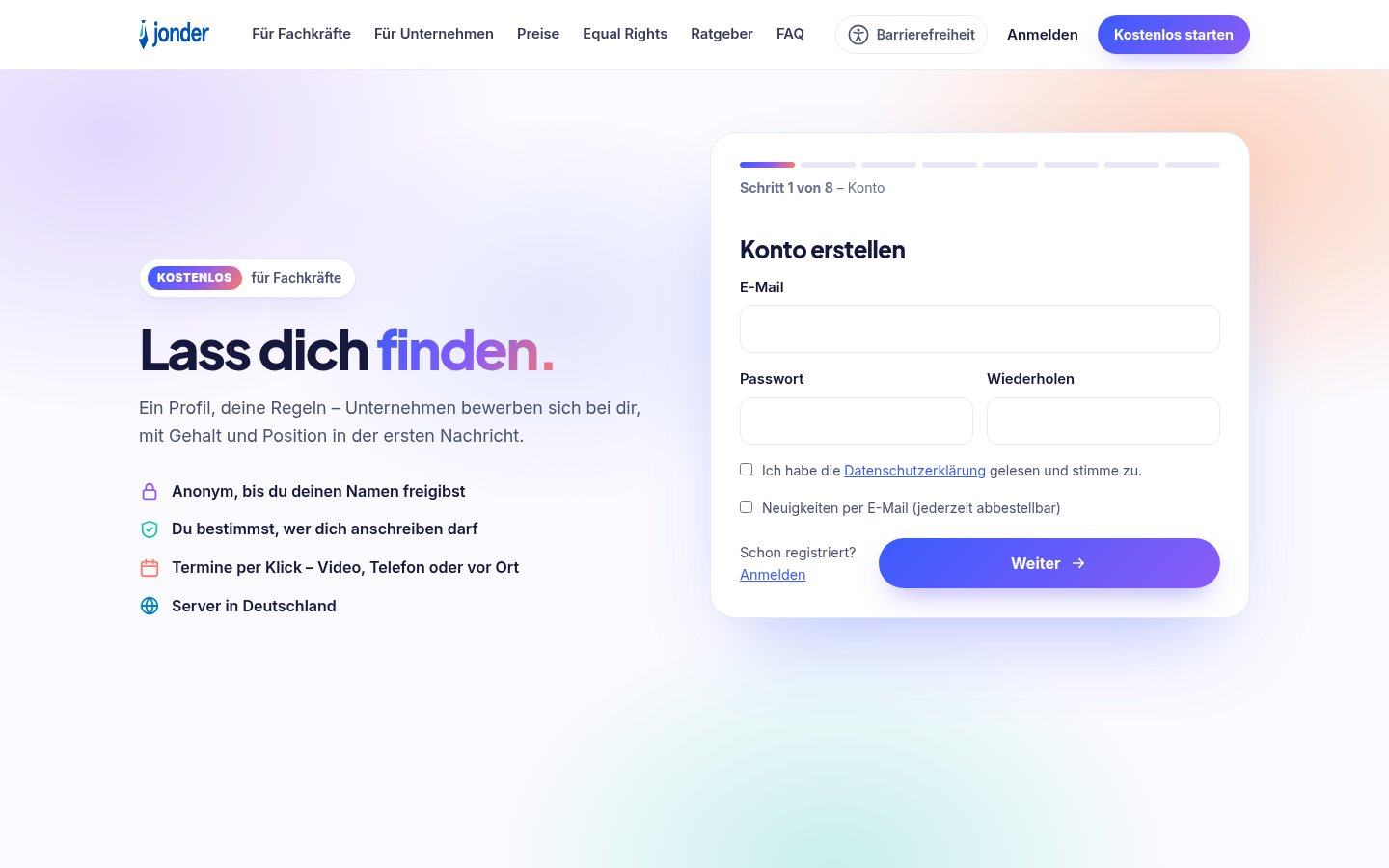 Registrierung für Fachkräfte