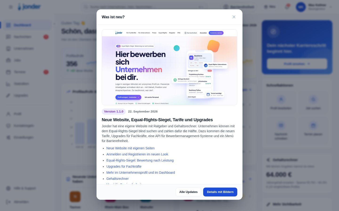 Hinweis auf das neueste Update in der App