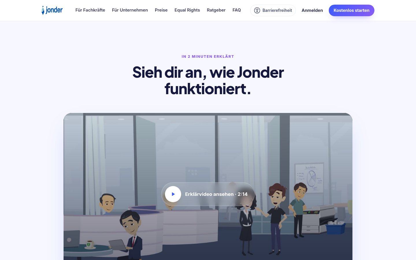 Erklärvideo auf der Startseite